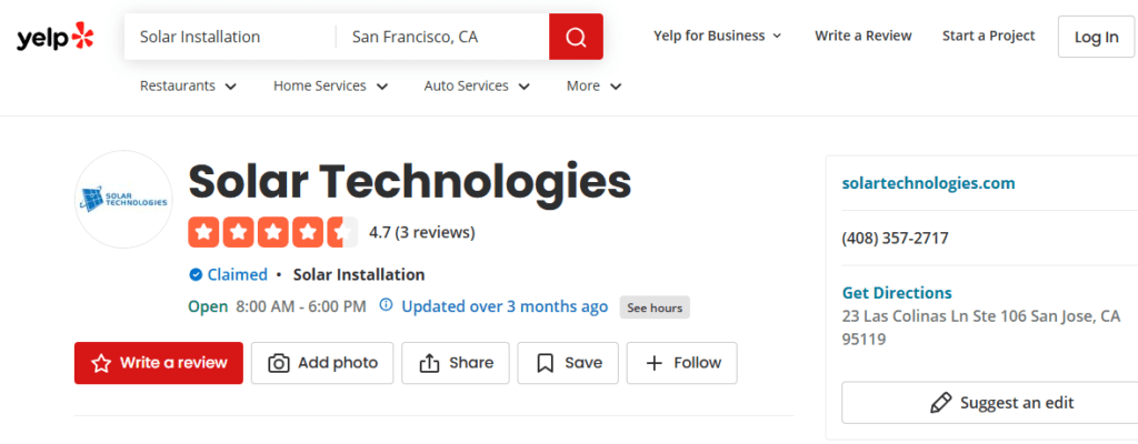 local citations for solar websites